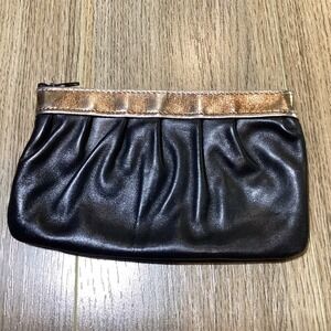 Vintage Black Clutch Purse with Metallic Gold Trim - Evening‎ Bag